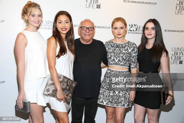 Actresses Ginny Gardner, Lindsey Morgan, fashion designer Max Azria, actresses Rose McIver and Vanessa Marano attend the BCBGMAXAZRIA 'Living the Bon...