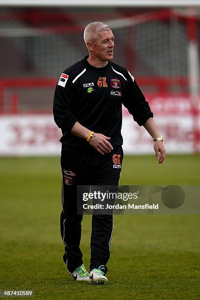 Manager of Carlisle United Graham Kavanagh on the field ahead of the Sky Bet League One match between Crawley Town and Carlisle United at The...