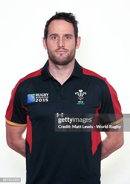 Andy Hughes of Wales poses for a portrait during the Wales Rugby World Cup 2015 squad photo call on September 9, 2015 in Cardiff, Wales.