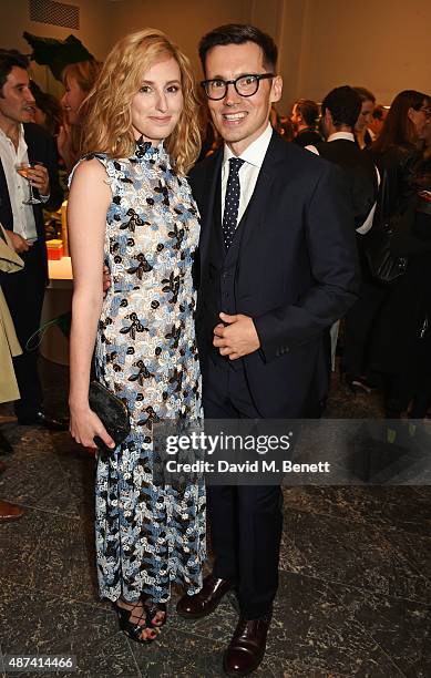 Laura Carmichael and designer Erdem Moralioglu attend the launch of the first Erdem flagship store on September 9, 2015 in London, England.