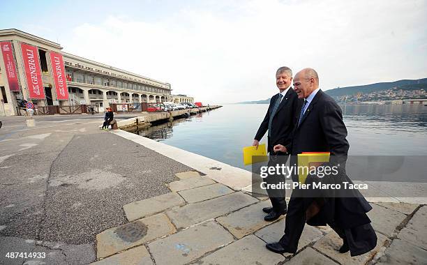 Gabriele Galateri di Genola President of Generali Group and CEO of Generali Group Mario Greco arrive at Assicurazioni Generali S.p.A. Shareholders...