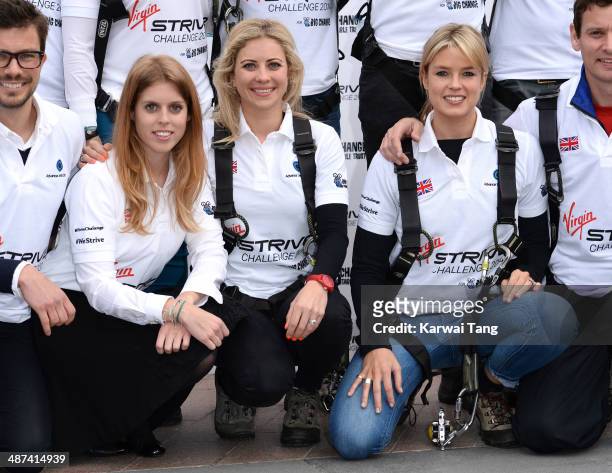 Princess Beatrice, Holly Branson and Isabella Calthorpe attend a photocall to launch the Virgin STRIVE Challenge held at the 02 Arena on April 30,...