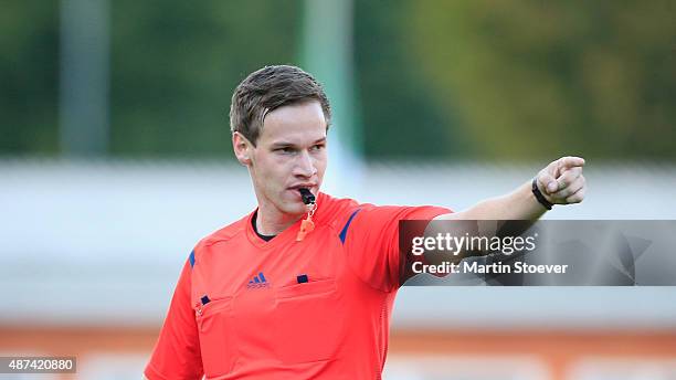 Referee Christian Meermannduring the match between U17 Germany v U17 Italy at Weserstadion "Platz 11" on September 9, 2015 in Bremen, Germany.