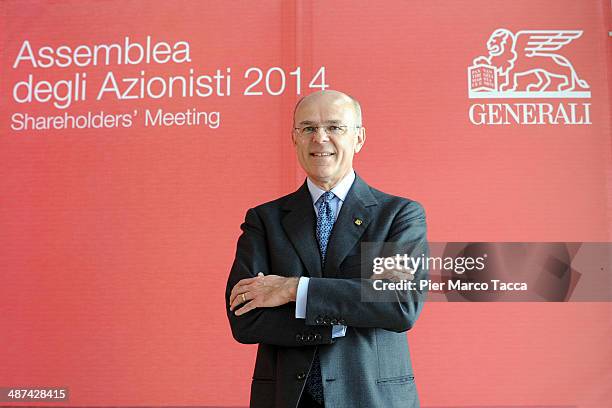 Of Generali Group Mario Greco and poses for a photo during the Assicurazioni Generali S.p.A. Shareholders General Meeting on April 30, 2014 in...