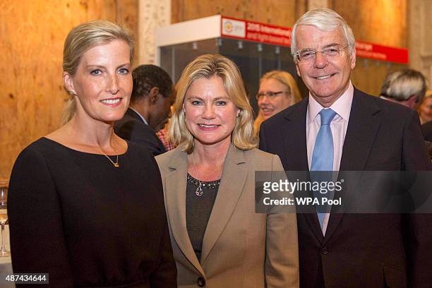 The Countess of Wessex , International Development Secretary Justine Greening and former British Prime Minister Sir John Major at The Royal Society...