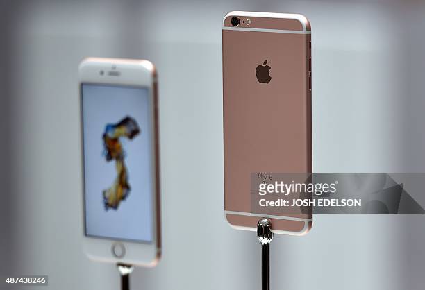 New models of the iPhone 6s are seen displayed during an Apple media event in San Francisco, California on September 9, 2015. Apple unveiled its iPad...