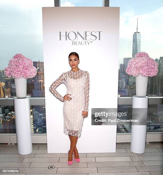 Actress Jessica Alba, Founder and Chief Creative Officer of The Honest Company, attends the Honest Beauty Launch at Trump SoHo on September 9, 2015...