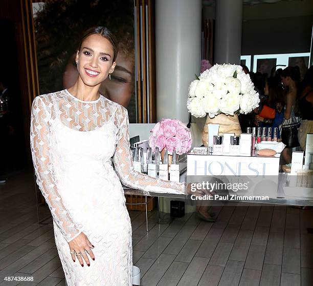 Actress Jessica Alba, Founder and Chief Creative Officer of The Honest Company, attends the Honest Beauty Launch at Trump SoHo on September 9, 2015...