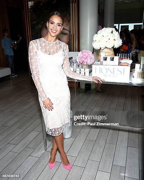 Actress Jessica Alba, Founder and Chief Creative Officer of The Honest Company, attends the Honest Beauty Launch at Trump SoHo on September 9, 2015...