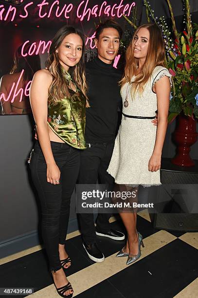 Leah Weller, Natt Weller and Amber Le Bon attend the friends & family opening of new club Charlie on September 9, 2015 in London, England.