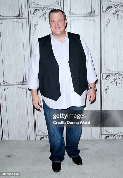 Billy Gardell poses to promote "Monopoly Millonaire's Club" during the AOL BUILD Series at AOL Studios In New York on September 9, 2015 in New York...