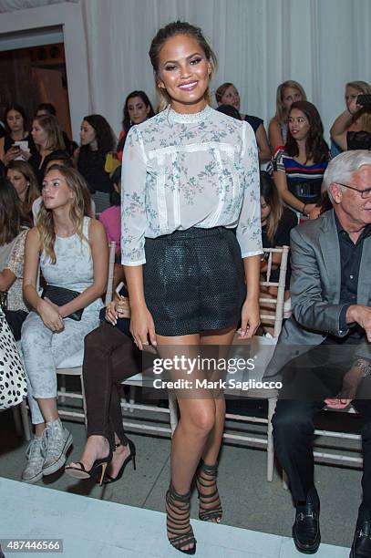 Model Chrissy Teigen attends the Lauren Conrad Spring 2016 during New York Fashion Week at Skylight Modern on September 9, 2015 in New York City.