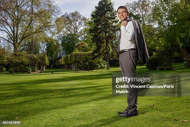 New French Prime Minister, Manuel Valls is photographed for Paris Match in the Hotel Matignon on April 05, 2014 in Paris, France.