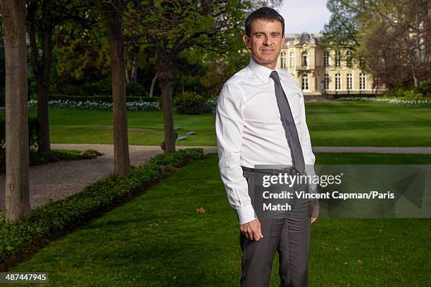 New French Prime Minister, Manuel Valls is photographed for Paris Match in the Hotel Matignon on April 05, 2014 in Paris, France.