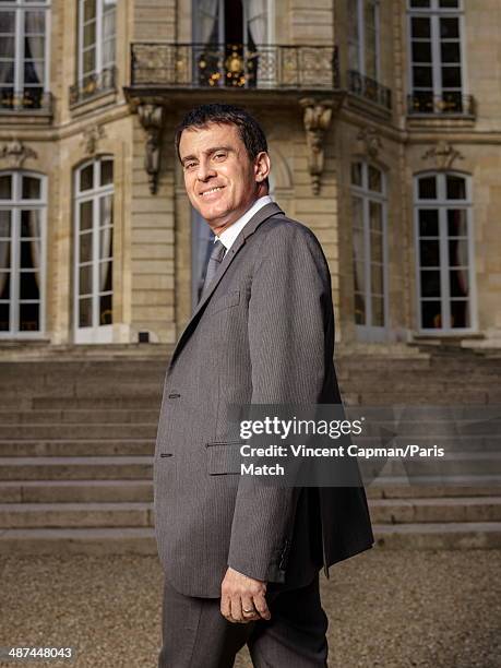 New French Prime Minister, Manuel Valls is photographed for Paris Match in the Hotel Matignon on April 05, 2014 in Paris, France.