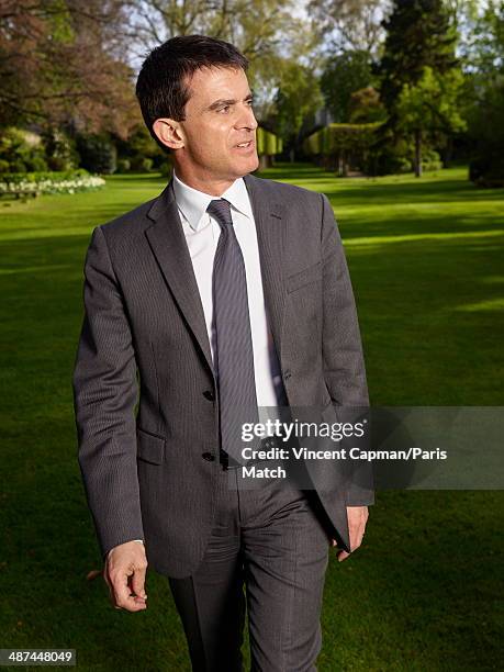 New French Prime Minister, Manuel Valls is photographed for Paris Match in the Hotel Matignon on April 05, 2014 in Paris, France.