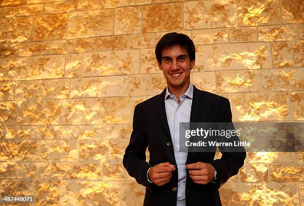 Matteo Manassero of Italy poses for a portrait during the 2014 HSBC Golf Business Forum at The Westin Hotel at Abu Dhabi Golf Club on April 29, 2014...