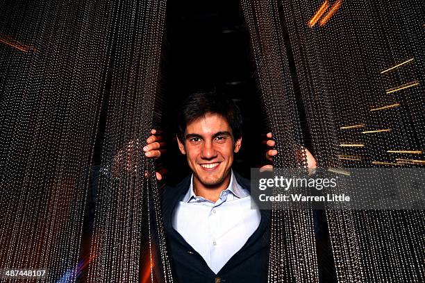 Matteo Manassero of Italy poses for a portrait during the 2014 HSBC Golf Business Forum at The Westin Hotel at Abu Dhabi Golf Club on April 29, 2014...