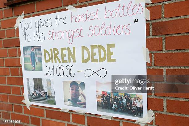 Tribute to Diren Dede in seen at his local football club, SC Teutonia 1910, on April 30, 2014 in Hamburg, Germany. German student Diven was fatally...