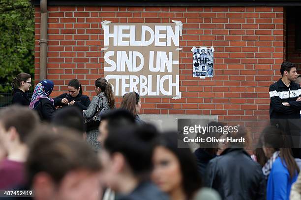 Tribute to Diren Dede in seen at his local football club, SC Teutonia 1910, on April 30, 2014 in Hamburg, Germany. German student Diven was fatally...