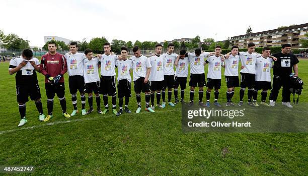 Team-mates, friends and relatives gather to remember Diren Dede at his football club, SC Teutonia 1910, on April 30, 2014 in Hamburg, Germany. German...