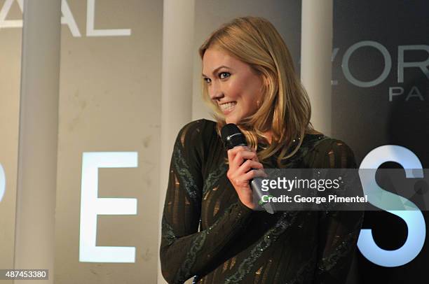 Host Karlie Kloss attends the L'Oreal Paris TIFF kick-off VIP cocktail reception at Trump International Hotel & Tower on September 9, 2015 in...