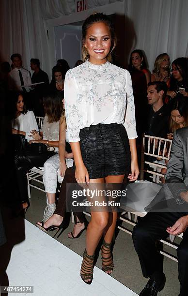 Chrissy Teigen attends the LC Lauren Conrad fashion show during Spring 2016 New York Fashion Week at Skylight Modern on September 9, 2015 in New York...