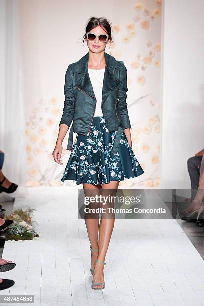 Model walks the runway wearing LC Lauren Conrad Spring 2016 during New York Fashion Week at Skylight Modern on September 9, 2015 in New York City.