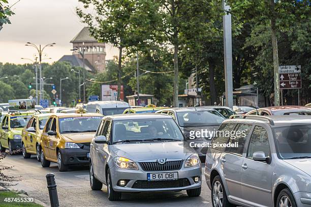 traffic jam at rush hour in bucharest - bucharest stock pictures, royalty-free photos & images