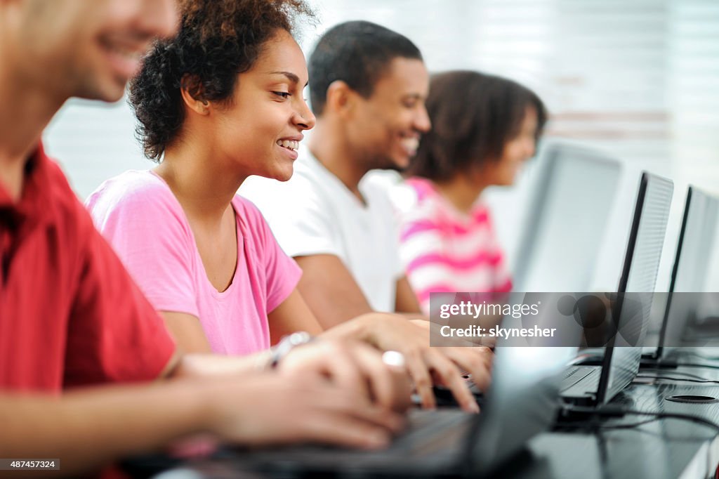 Group Of Students Using Computers At Computer Seminar High-Res Stock ...