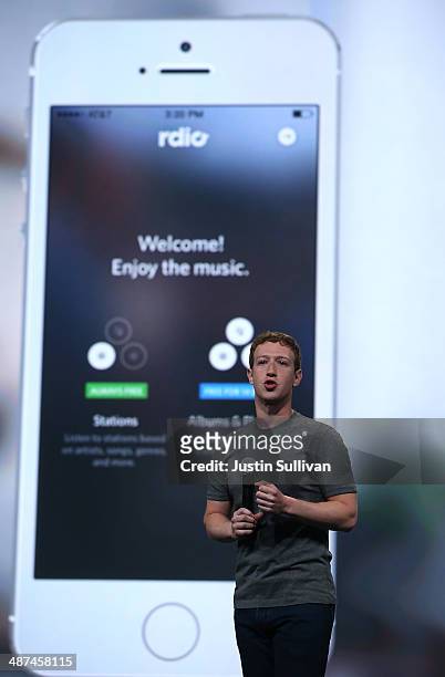 Facebook CEO Mark Zuckerberg delivers the opening kenote at the Facebook f8 conference on April 30, 2014 in San Francisco, California. Facebook is...