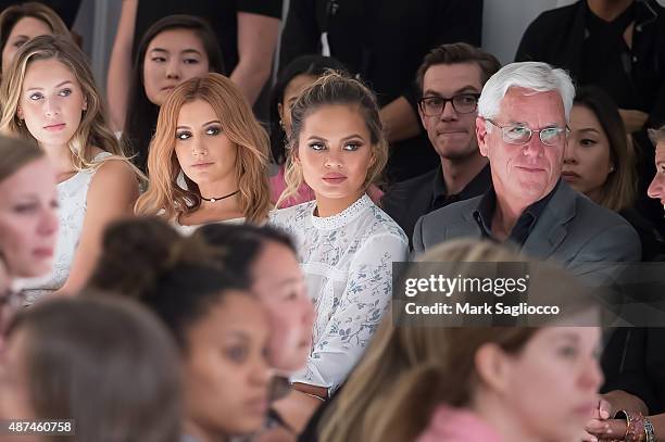 Dylan Penn, Actress Ashley Tisdale, Model Chrissy Teigen and Kohl's CEO Kevin Mansell attend the Lauren Conrad Spring 2016 New York Fashion Week at...
