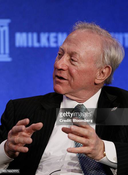 Larry Mizel, chairman and chief executive officer of MDC Holdings Inc., speaks at the annual Milken Institute Global Conference in Beverly Hills,...