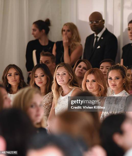 Actress Olivia Culpo, Aimee Song, model Dylan Frances Penn, actress Ashley Tisdale, and model Chrissy Teigen attend the LC Lauren Conrad fashion show...