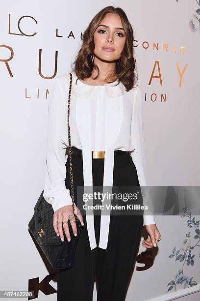 Actress Olivia Culpo poses backstage at the LC Lauren Conrad fashion show during New York Fashion Week Spring 2016 at Skylight Modern on September 9,...