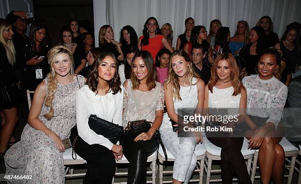 Amber Fillerup, Olivia Culpo, Aimee Song, Dylan Penn, Ashley Tisdale and Chrissy Teigen attend the LC Lauren Conrad fashion show during Spring 2016...