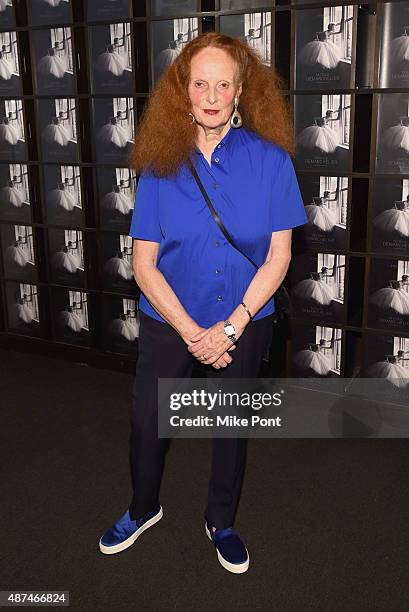 Grace Coddington attends the "Patrick Demarchelier" special exhibition preview to celebrate NYFW: The Shows for Spring 2016 at Christie's on...