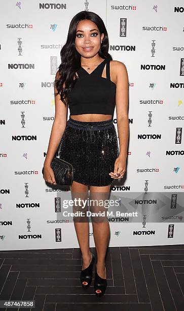 Dionne Bromfield attends the Notion Magazine X Swatch Issue 70 launch party at Chotto Matte on September 9, 2015 in London, England.