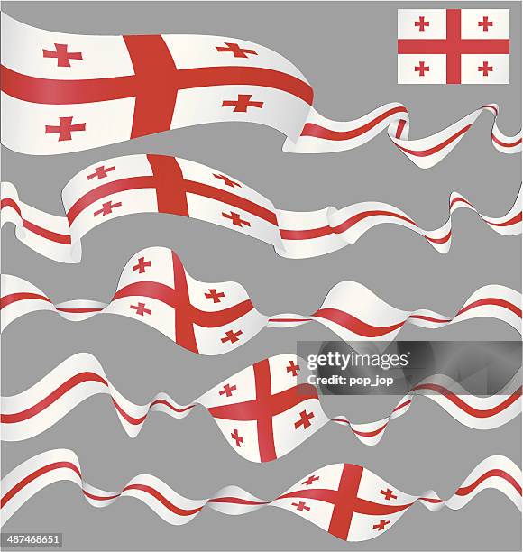 flaggen von georgia-banner - flagge von georgien stock-grafiken, -clipart, -cartoons und -symbole