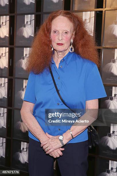 Creative director Grace Coddington attends the Patrick Demarchelier Exhibit Fashion Week kick off party at Christie's Auction House on September 9,...