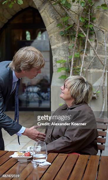 Prince Christian of Hanover is pictured talking to Countess Gloria von Thurn und Taxis during the official opening of the 'Der Weg zur Krone - Das...