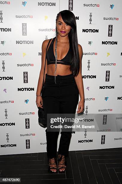 Melissa Steel attends the Notion Magazine X Swatch Issue 70 launch party at Chotto Matte on September 9, 2015 in London, England.
