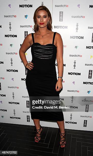 Ferne McCann attends the Notion Magazine X Swatch Issue 70 launch party at Chotto Matte on September 9, 2015 in London, England.