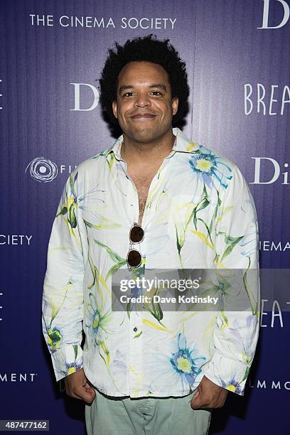 Eric 'ELEW' Lewis attends a screening of Film Movement's "Breathe" hosted by The Cinema Society and Dior Beauty at Tribeca Grand Hotel on September...