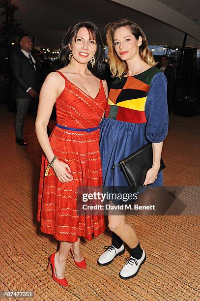 Chloe Franses and Sienna Guillory attend the Battersea Power Station Annual Party on April 30, 2014 in London, England.