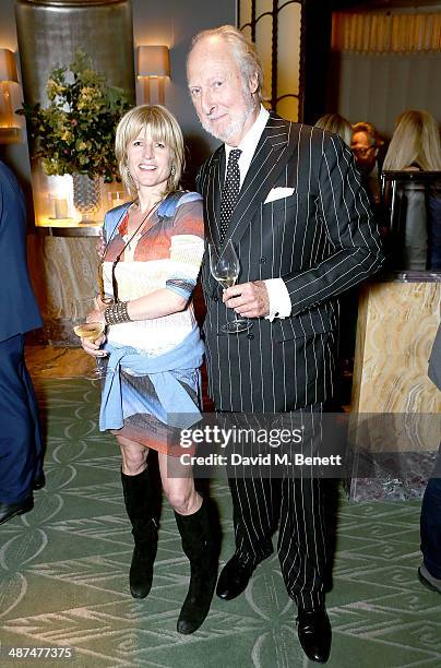 Rachel Johnson and Ed Victor attend the launch of Town & Country magazine at Fera at Claridge's Hotel on April 30, 2014 in London, England.