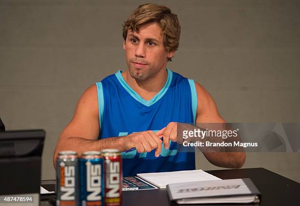 Urijah Faber prepares to watch the elimination fights at the UFC TUF Gym on July 17, 2015 in Las Vegas, Nevada.
