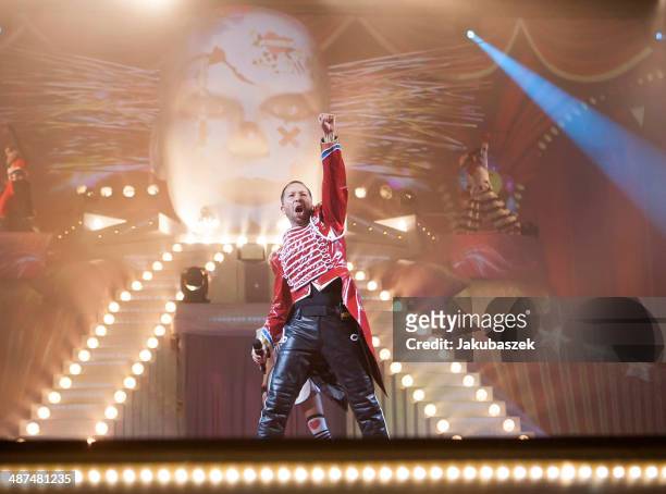 Swiss musician DJ BoBo performs live during a concert at Max-Schmeling Hall on April 30, 2014 in Berlin, Germany.