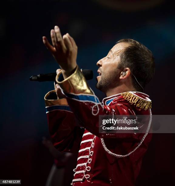 Swiss musician DJ BoBo performs live during a concert at Max-Schmeling Hall on April 30, 2014 in Berlin, Germany.