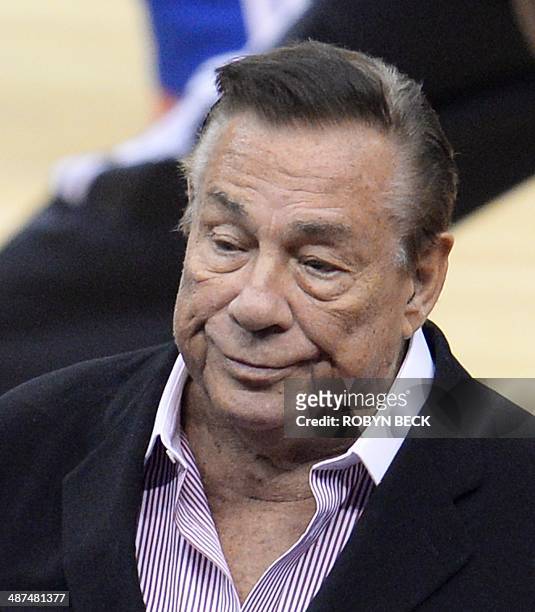 Los Angeles Clippers owner Donald Sterling attends the NBA playoff game between the Clippers and the Golden State Warriors on April 21, 2014 at...